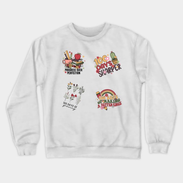 Colorful 100th Day Stickers Pack Crewneck Sweatshirt by Yourfavshop600